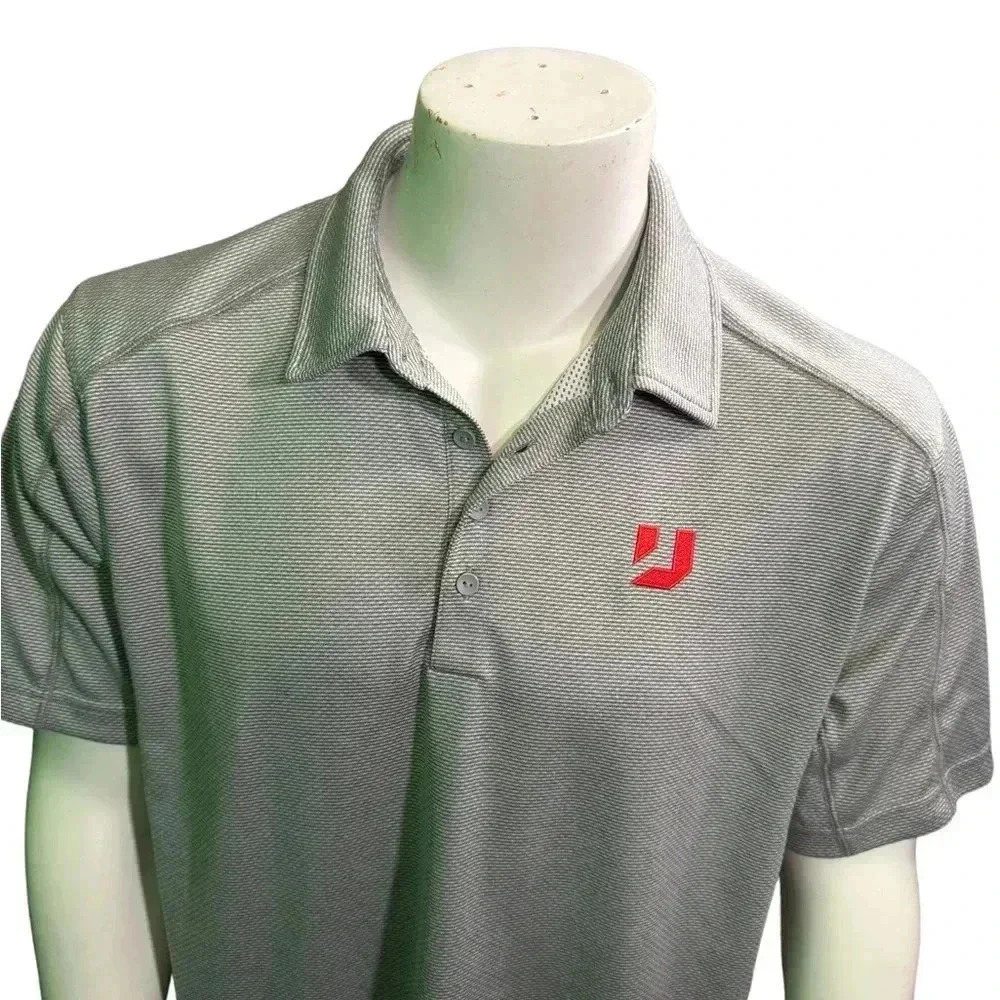 Men's U Polo Golf Shirt XL Gray Polyester Short Sleeve Casual - Picture 2 of 8